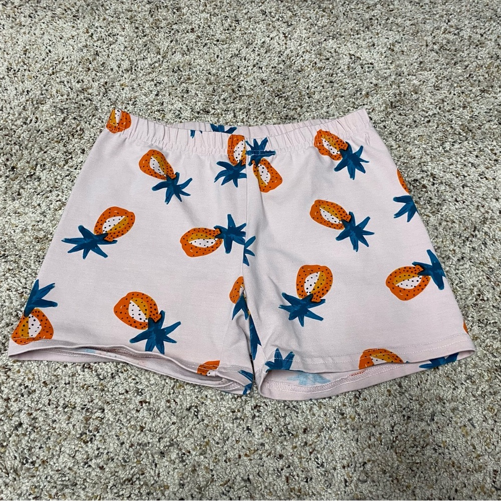 Hanna Andersson shorts girls size 12 pineapple fruity pull on bike shorts